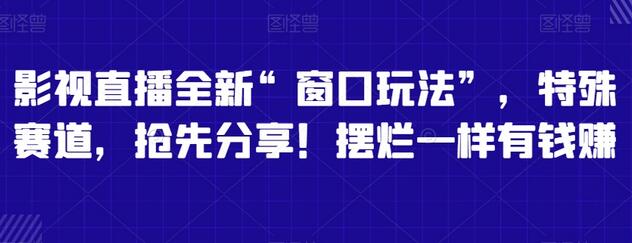 影视直播窗口玩法揭秘，特殊赛道轻松赚钱-无双副业