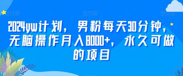 2024男粉项目：每天30分钟无脑操作月入8000+-无双副业