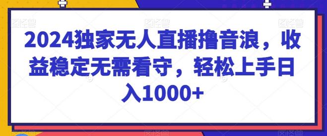 2024无人直播轻松赚钱，日入1000+无需看守-无双副业