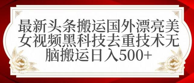 国外美女视频搬运技术日入500+黑科技揭秘-无双副业