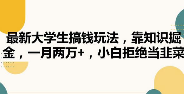 大学生知识掘金玩法，月入两万+，小白轻松上手-无双副业