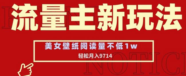 流量主新玩法：美女壁纸与头像项目，月入9741元-无双副业