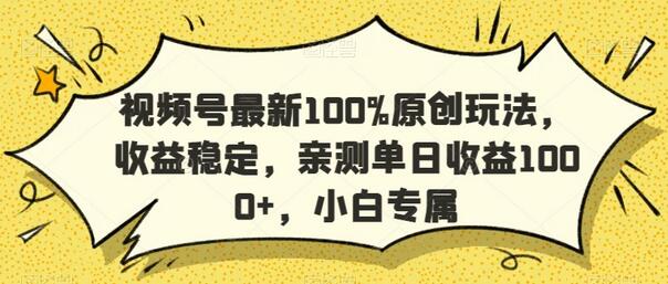 视频号原创玩法，单日收益1000+，小白轻松上手-无双副业