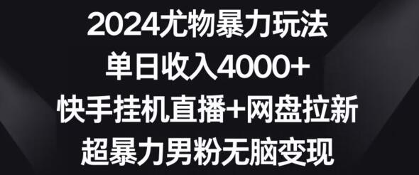 2024快手挂机直播与网盘拉新，单日收入4000+的暴力变现玩法-无双副业