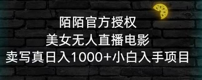 陌陌官方授权美女无人直播电影项目，小白轻松日入1000+-无双副业