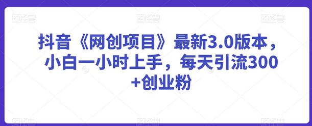 抖音网创项目3.0版，小白快速上手，每日引流300+创业粉-无双副业