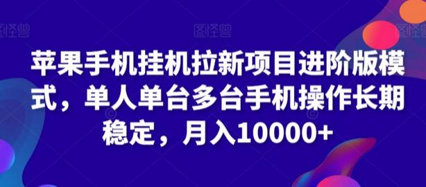 苹果手机挂机拉新项目进阶版，单人操作月入10000+-无双副业