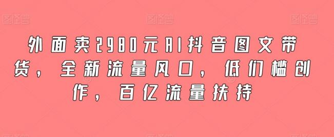 AI抖音图文带货全新流量风口，低门槛创作百亿流量扶持-无双副业