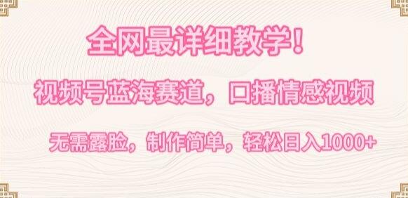 视频号蓝海赛道：口播情感视频制作教程，轻松日入1000+-无双副业