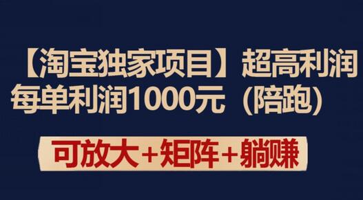 淘宝独家项目：每单利润1000元的超高利润策略-无双副业