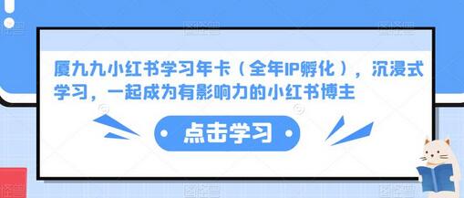 厦九九小红书学习年卡，全年IP孵化，成为有影响力博主-无双副业