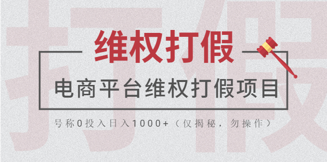 电商平台维权打假项目揭秘：0投入日入1000+-无双副业