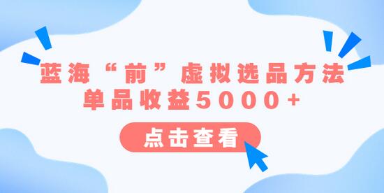 蓝海虚拟选品方法：单品收益5000+-无双副业