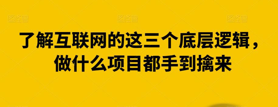 掌握互联网三大底层逻辑，轻松应对各类项目-无双副业
