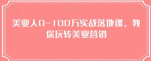 美业人0-100万实战课，掌握美业营销技巧-无双副业