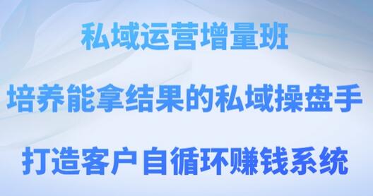 私域运营增量班：培养高效私域操盘手，打造客户自循环系统-无双副业