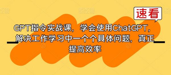 GPT指令实战课：掌握ChatGPT提升工作效率-无双副业