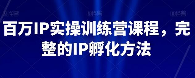 百万IP实操训练营课程，完整IP孵化方法-无双副业