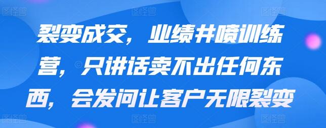 裂变成交训练营：通过发问术实现业绩井喷-无双副业
