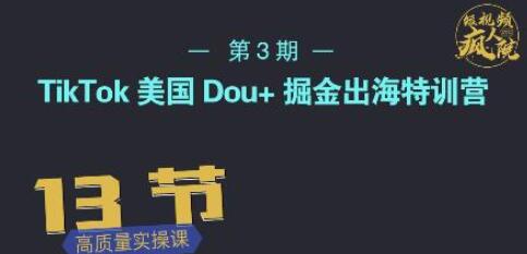 TikTok美国Dou+掘金出海特训营，成功投放95%-无双副业