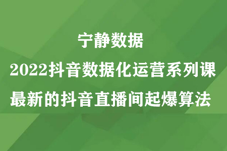 宁静数据2022抖音数据化运营系列课，抖音直播间起爆算法-无双副业