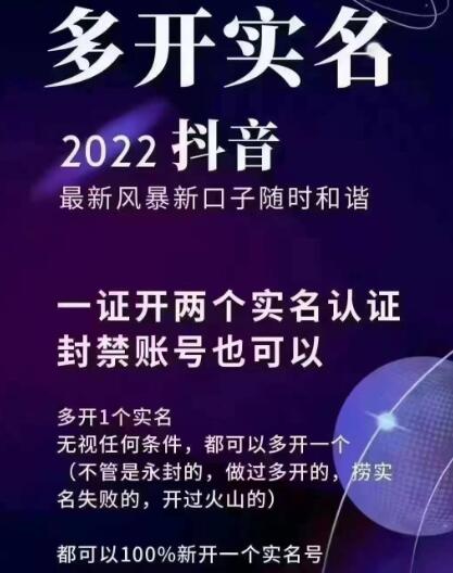 2022抖音多开实名新方法：双实名操作与封禁应对-无双副业