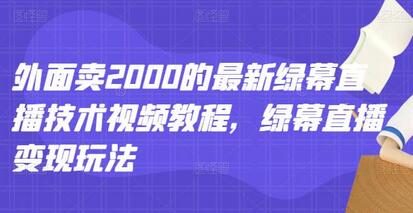 最新绿幕直播技术视频教程与变现玩法-无双副业