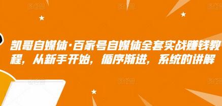 凯哥自媒体百家号实战赚钱教程，新手到大牛的系统指南-无双副业