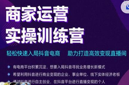 商家运营实操训练营，快速入局抖音电商，打造高效变现直播间-无双副业