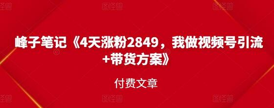 4天涨粉2849，视频号引流与带货方案分享-无双副业