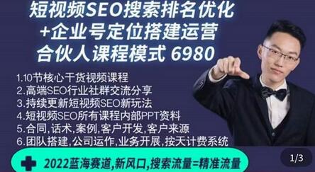 2022短视频SEO搜索排名优化与企业商家号运营实操-无双副业