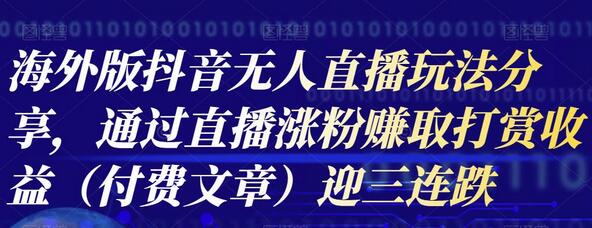 TikTok无人直播玩法分享：涨粉与打赏收益全攻略-无双副业