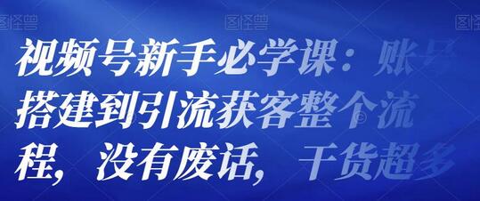 视频号新手必学：账号搭建与引流获客全流程-无双副业