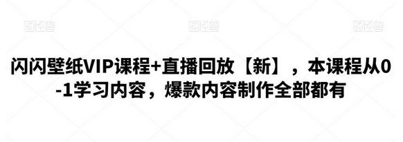 闪闪壁纸VIP课程+直播回放，从0-1学习爆款内容制作-无双副业