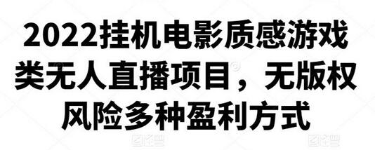2022挂机电影质感游戏无人直播项目，无版权风险多盈利方式-无双副业