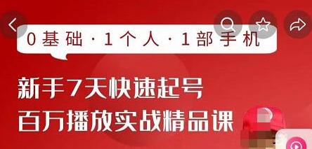 抖音新手7天起号课程：百万播放实战指南，0基础快速上手-无双副业