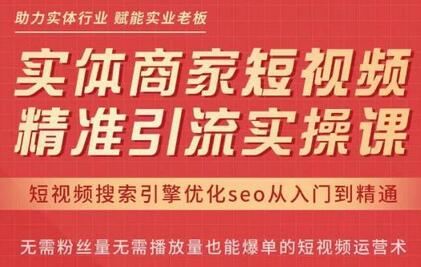抖音短视频SEO搜索排名优化与实体商家精准引流实操课-无双副业