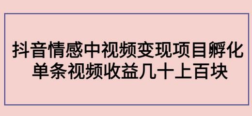 抖音情感中视频变现项目孵化，单条视频收益几十上百-无双副业