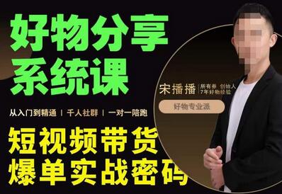 宋播播好物分享系统课：短视频带货实战指南-无双副业