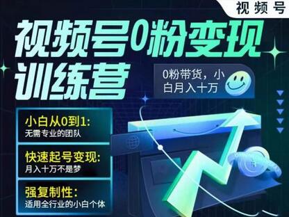视频号0粉变现训练营，小白快速起号变现指南-无双副业
