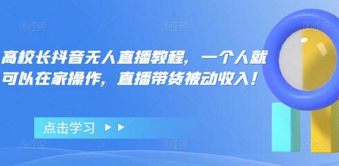 高校长抖音无人直播教程，轻松在家操作实现被动收入-无双副业