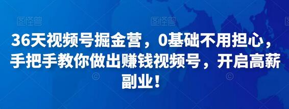 36天视频号掘金营，手把手教你打造赚钱视频号，开启高薪副业-无双副业