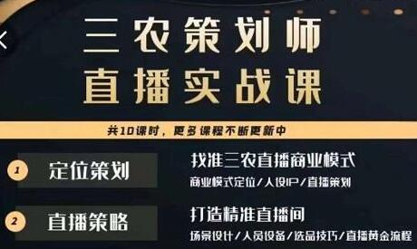 三农策划师直播实战课：精准直播间打造与主播培训-无双副业