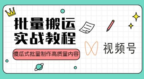 视频号批量搬运实战操作与赚钱教程，附视频教程和PPT-无双副业