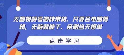 无脑视频号搬砖带货，轻松上手当天爆单-无双副业