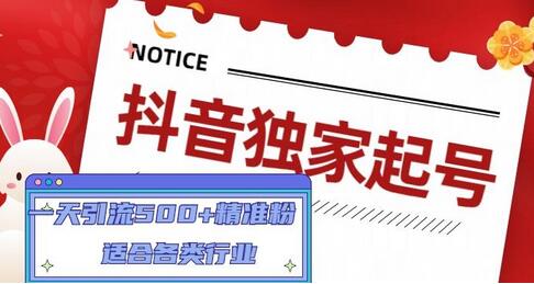 抖音独家起号技巧，一天引流500+精准粉，适合各类行业-无双副业