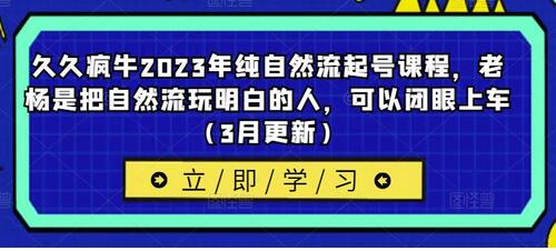 久久疯牛2023年纯自然流起号课程，老杨自然流实战教学-无双副业