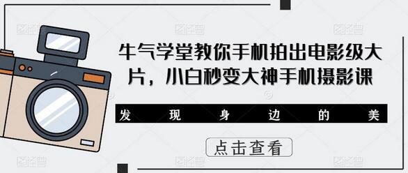 牛气学堂手机摄影课：小白秒变电影级大片拍摄高手-无双副业