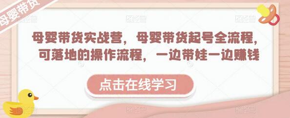 母婴带货实战营：起号全流程与赚钱技巧-无双副业