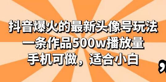 抖音头像号玩法：手机操作，适合新手，500w播放量作品揭秘-无双副业